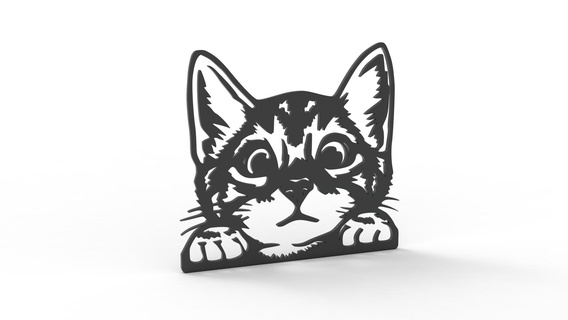 cute cat lover art logo wall animal 3d print model - Mito3D