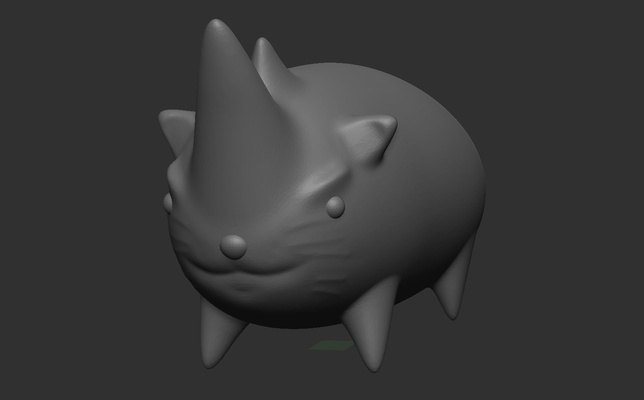 cute cat character rhino art toy miniature animal cutecat cuteanimal 3d print model - Mito3D