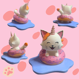 lindo gato perro unicornio charco rosquilla gatito perrito kawaii agua jugar animal amina regalo niños juguete sencillo nintendo juego mascotas 3d print model - Mito3D