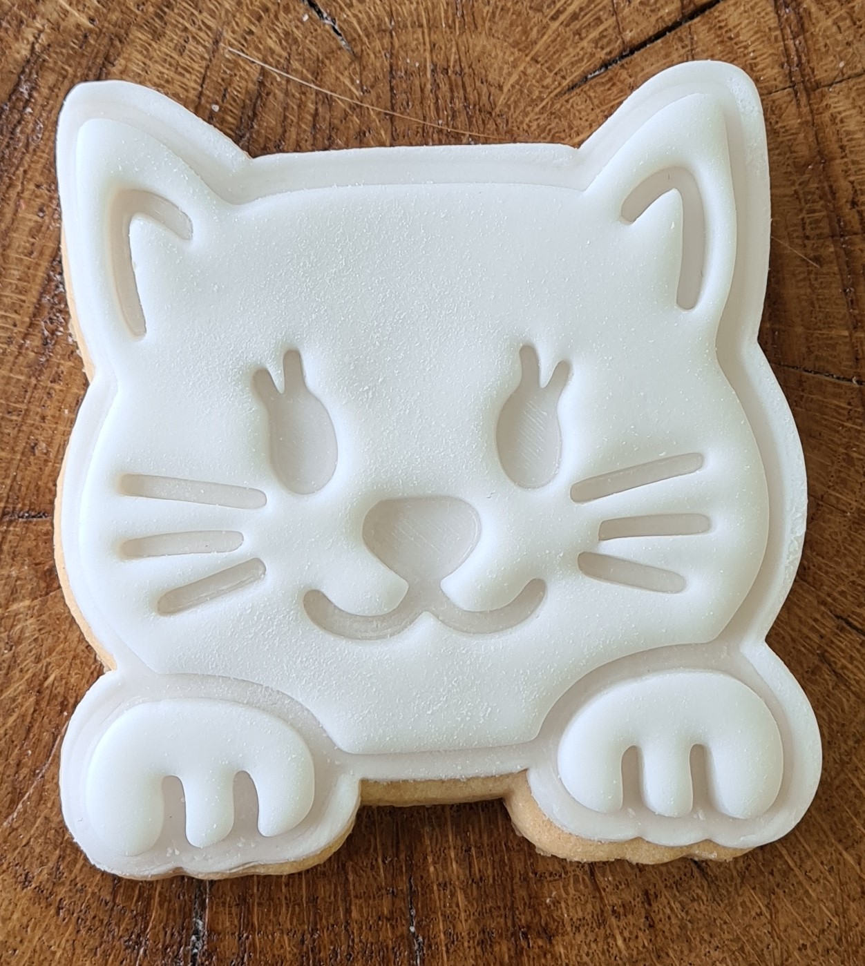 cute cat face cookie cutter stamper embosser animal 3D print model - Mito3D