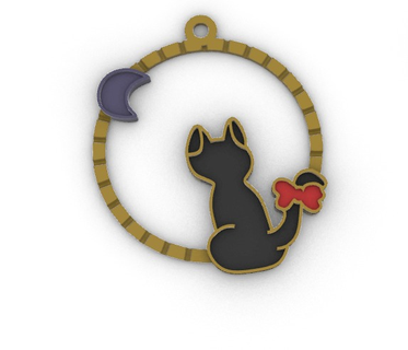 cute cat keychain cat keychain cute moon heart  3d print model - Mito3D