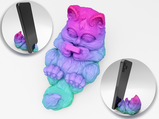 lindo gato teléfono estante soporte hogar casa 3dprinting catstand telefonico cat3dmodels stl 3dmodel diseño creativo lindodiseño regaloparalosamantesdelosgatos impresión hecha mano veneno original accesorio accesorios telefonicos exclusividad 3d print model - Mito3D