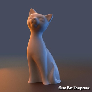 Şirin kedi heykel desteksiz Yazdır Sanat deko Art Nouveau hayvan oyuncak stilize support less 3d print model - Mito3D