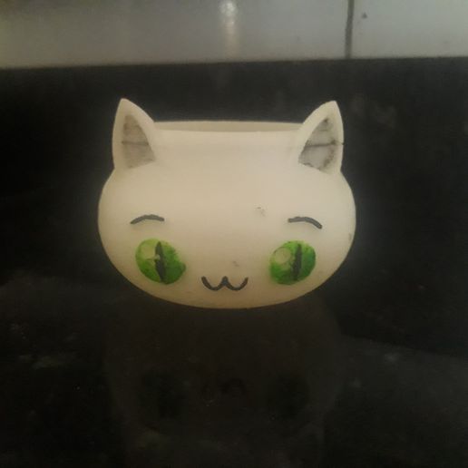 fofa gato vaso plantador gatinho polvo jardim 3D print model - Mito3D