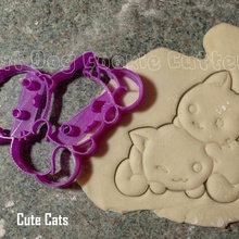 cute cats cookie cutter home animal kitten cooking kitchen fondant icing biscuit bisket baking cookies 3d print model - Mito3D