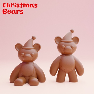 carina natale orsacchiotto orsi peluche bellissimo inverno orso stl design render allegro facile arredamento decorazione stagione natale miscelatore 3d print model - Mito3D