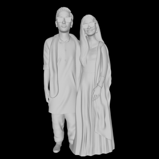 Şirin çift mehendi düğün couple characters insan people kişi Gözlük kız Gharara çöp Sanat moda insanlar karakter heykelcik 3d print model - Mito3D