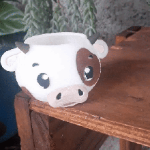 lindo vaca florero plantador gatito vaso jardín jardim 3d print model - Mito3D