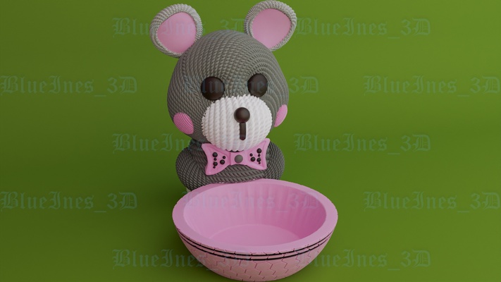 cute crochet teddy bear honeycomb bowl art teddybear creality 3dprint 3d love honey knitted toy kawaii 3d print model - Mito3D