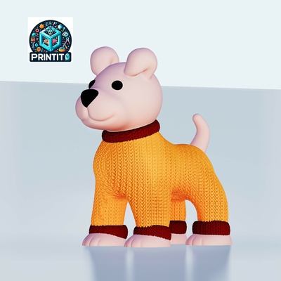 cute dog a knitted sweater printito stl 3mf 3d printing model art toy decoration kids 3d print model - Mito3D