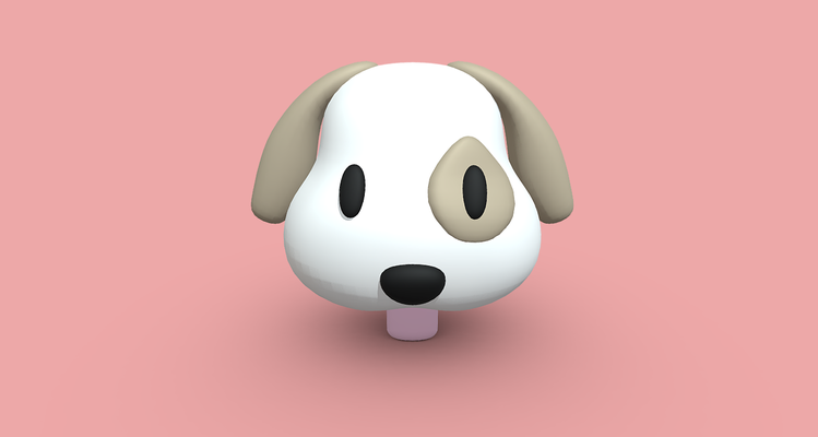 mignonne chien émoticône emoji art cute dog emoticon 3d model imprimable digital low poly illustration conception mixeur obj fbx stl texture adorable animal chiot compagnie 3d print model - Mito3D