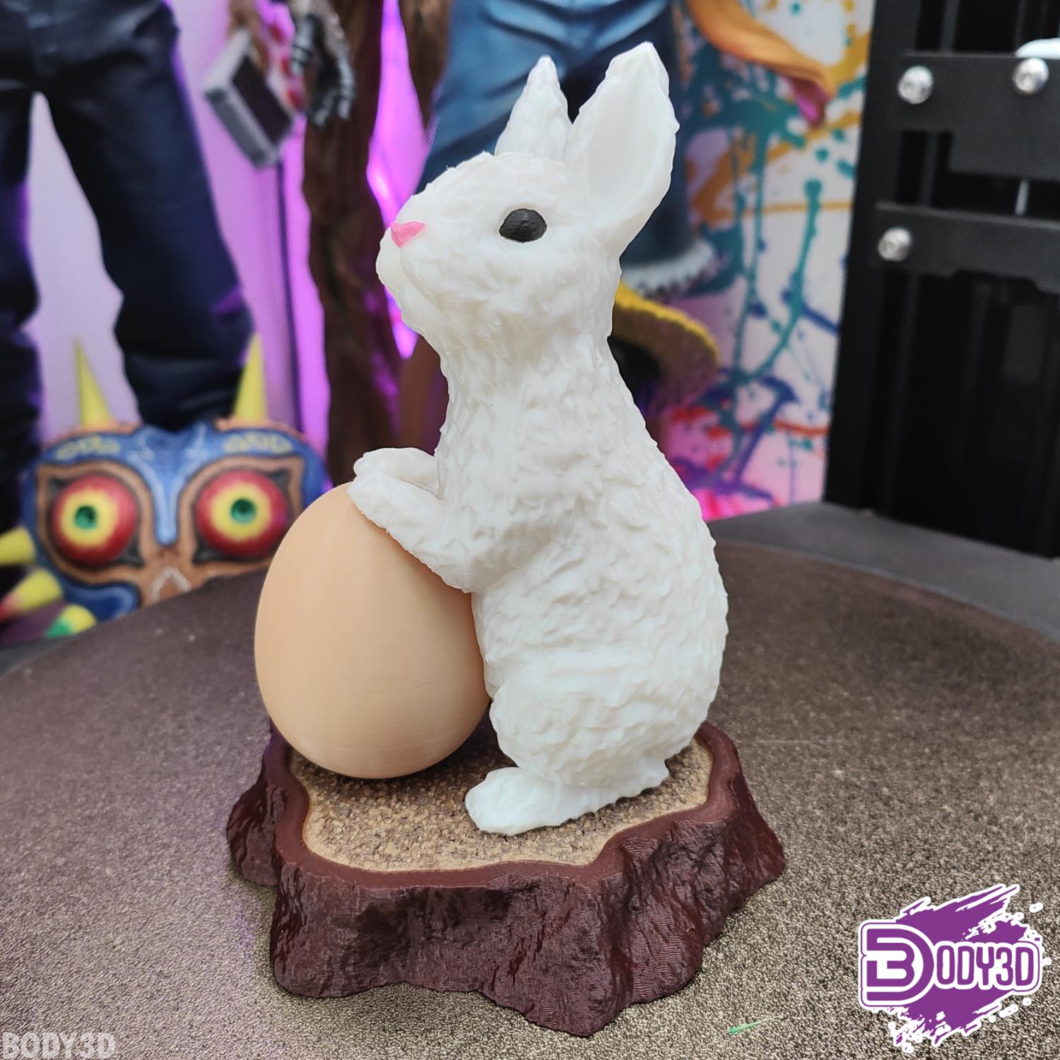 cute easter bunny supportless body3d fidgettoy toy fanart fan art egg rabbit party surprise chocolate animal white 3D print model - Mito3D