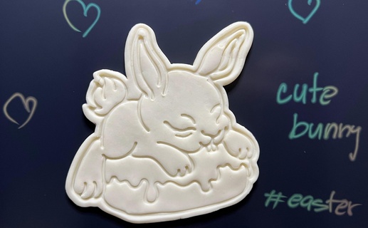 cute easter bunny Home cookie cutter stamp donut rabbit gingerbread kitchen baking modeling clay 3d print model - Mito3D