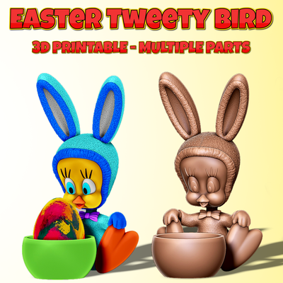 cute easter tweety bird art egg decoration toy cartoons model character tv america usa world figure fun funny looney tunes 3d print model - Mito3D