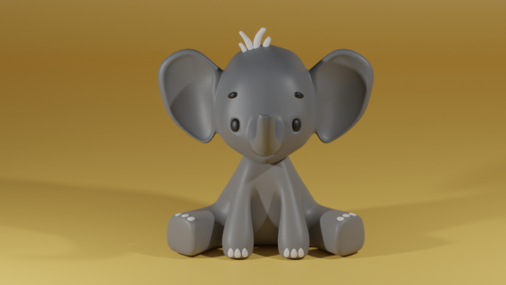 cute elephant souvenir toy animals funny baby shower dumbo lowpoly miniature poly nice boy girl daughter gift fantasy kawaii 3d print model - Mito3D