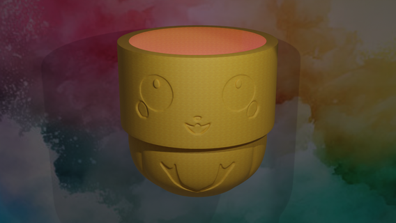 cute face halloween planter Home succulent cactus cutesy pink smile vase spooky 3d print model - Mito3D