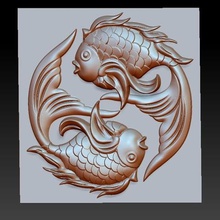sevimli fish art animal goldfish nature cartoon bas-relief emboss cnc 3d printable sculpture engraving woodcarving jewelry jade 3d print model - Mito3D