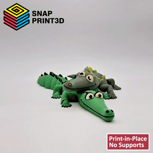 cute flexi print-in-place crocodiles articulated toy snap print flexy flexible shark place 3d print model - Mito3D