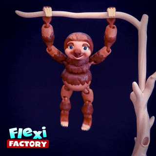 cute flexi print-in-place sloth flexy posable toy articulated dan daniel sopala factory print place fidget 3d print model - Mito3D