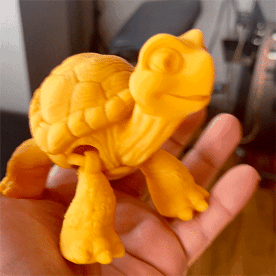 cute flexi turtle articulated tortoise fidget animal print in place flexy furry terrapin shell posable toy figurine 3d print model - Mito3D