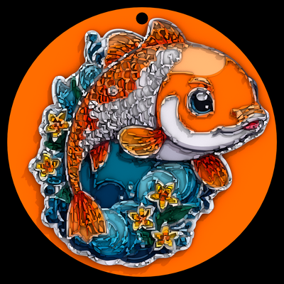 carina floreale pesce arte fiori natura acqua cerchio marino koi 3d print model - Mito3D