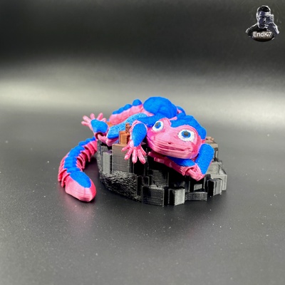 lindo borroso geco articulado impresión in sitio apoya lagartija juguete agitarse arte flexi flexible reptil animal animales multicolor 3d print model - Mito3D