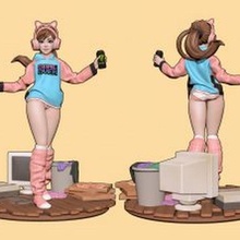 cute gamer girl game girls 3d print model - Mito3D