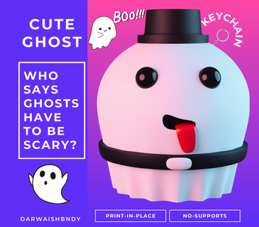 cute ghost keychain spooky beautiful halloween cutie childeren 3d print model - Mito3D