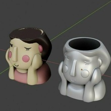 fofa menina vaso flores by 3d print model - Mito3D