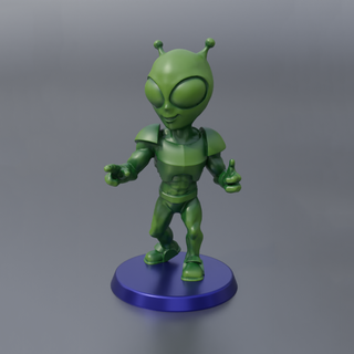 niedlich Grün gehörnt Außerirdischer Humanoid 3d print model - Mito3D
