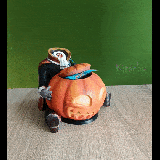 cute headless horseman pumpkin head candy bowl holder halloween decoration desk buddy candyholder candybowl deskbuddy decor vase piggybank 3d print model - Mito3D