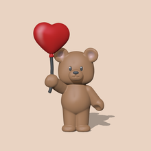 cute heart bear - valentine's day a to decorate and play sculpture miniatures 3d model cartoon figure toy other modeling decorating animal love 3d print model - Mito3D