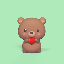 cute heart bear art animal miniature sculpture cartoon toy teddy decorative play 3d print model - Mito3D