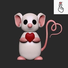 cute heart holding mouse 3d print model - Mito3D