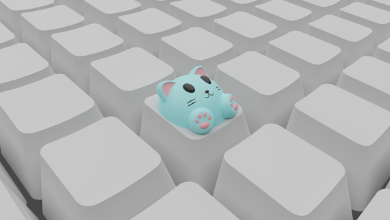cute keycap literally keycat kitty cat keyboard kawaii animal 3d print model - Mito3D