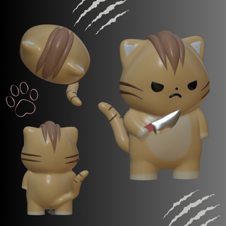 cute knife tiger animal nature cat cooking toy collection simple kids gift kawaii cartoon anime figure feline grumpy face adorable 3d print model - Mito3D