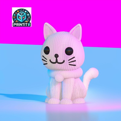 cute knitted kitty cat printito seasonal celebrations 3d print model - Mito3D