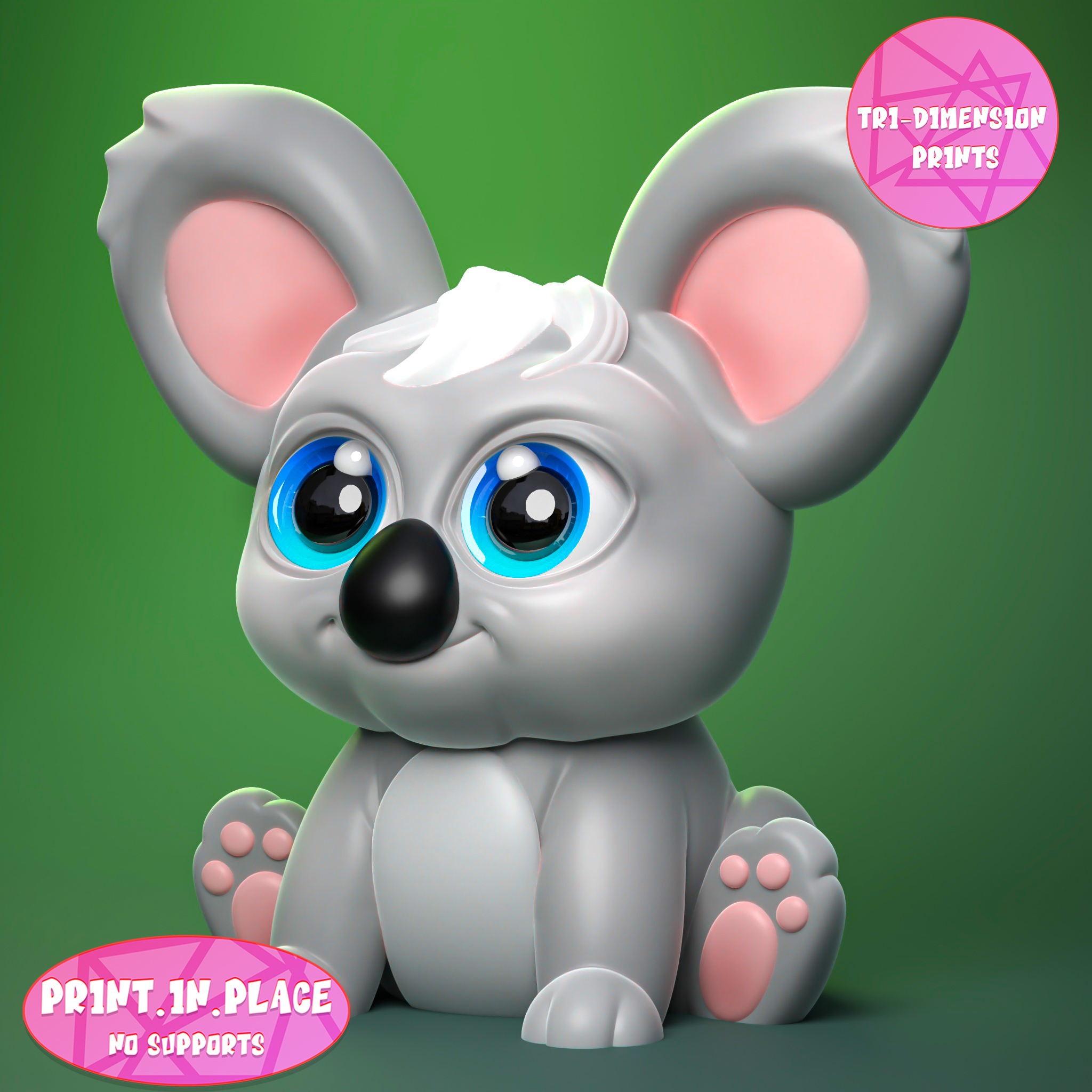 cute koala print place printinplace flexi pig piggy nosupports animal lion articulated bear panda 3D print model - Mito3D