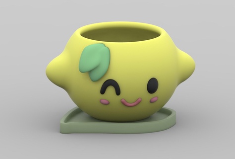 cute lemon flower pot Home fruit flowerpot plant planter 3d print model - Mito3D
