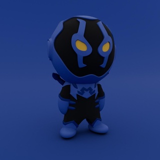 lindo pequeño azul escarabajo insecto burbuja cabeza juguete coleccionables decoración llavero juguetes 3d print model - Mito3D