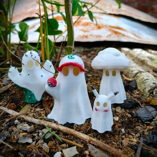 cute little ghost collection 01 happy halloween ghost halloween decoration cute decorative mushroom spooky anime pokemon cactus toy support  3d print model - Mito3D