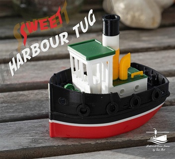 cute little harbour tug bathtub bathtubboat float harbor kids steam swim toy tugboat 3d print model - Mito3D