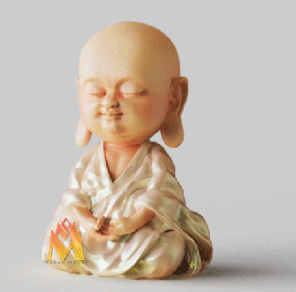 lindo pequeño monje sentado versión baratija meditando chibi artístico pose Buda escultura ornamento modelo regalo recuerdo impresión antiguo estante monitor 3d print model - Mito3D