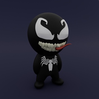 cute little venom spiderman spider-verse alien toy collectible support 3d print model - Mito3D