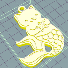cute mermaid home karaoke cat bear animal simple easy keychain key ring siren 3d print model - Mito3D