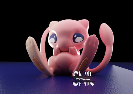 cute mew pokemon print place Art bulbasaur charmander squirtle toy figure 3d print model - Mito3D