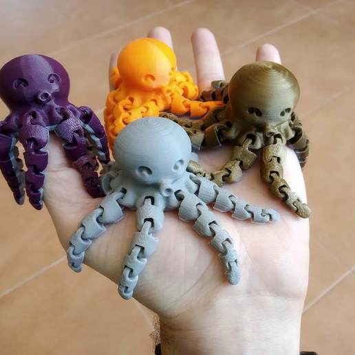 Şirin mini ahtapot mafsallı esnek dokunaç dokunaçlar oyuncak 3D print model - Mito3D