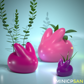 cute minimalist rabbit planter pot storage container - 3 size hole + 3d print model - Mito3D