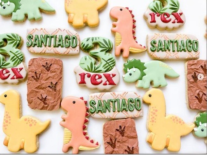 cute modern dinosaur cookie cutters - sharp edges set 3 cookies dinosaurs dinos dino cutter sugar 3d print model - Mito3D
