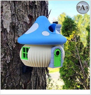 cute mushroom birdhouse - 100 supports fairy house magic trolls bird nature home wildlife vacation garden yard 3d print model - Mito3D